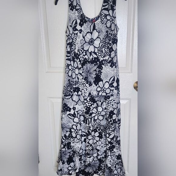 Phool Dresses & Skirts - Phool L White Black 100% Cotton Vtg 90s Floral Print Slvlss Women Midi Sundress